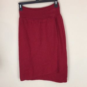Rodier Vintage Red Knit Pencil Skirt Wool Acrylic Blend